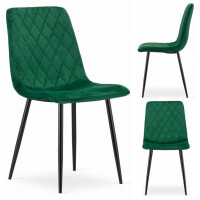 Komplet 4x Krzesło Tapicerowane Nowoczesne Velvet Pikowane Loft TURIN Zielone Leobert