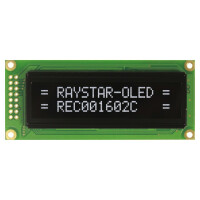 REC001602CWPP5N00100 RAYSTAR OPTRONICS, Display: OLED (REC001602CWPP5N01)