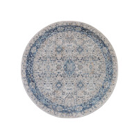 Dywan Nowoczesny D713b White Blue Valley Round Biały