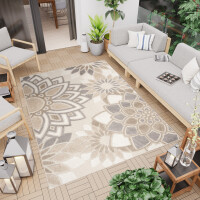 Dywan Nowoczesny Patio Ed28C Na Balkon Taras Kwiaty Kremowy