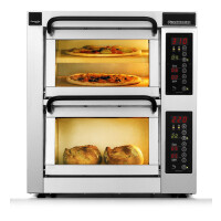 Dvoukomorová pec na pizzu, 1 dělená komora, 6x pizza 35 cm, komory o rozměrech 710x355x195 mm | PIZZA MASTER, CounterTop 352ED-1DW
