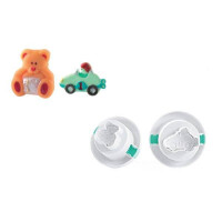 Vykrajovátka na těsto s razítkem ve tvaru auta a medvídka, komplet 2 ks | SILIKOMART, TAG14 Cutter Toys