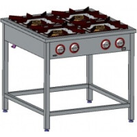 Gastronomický plynový sporák 4 hořáky, 900x900x850 mm bez police, 2x5+2x6,5 kW | EGAZ, TGP-424.II