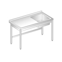 Stůl přístěnný z nerezové oceli s dřezem 1000x600x850 mm | DORA METAL, DM-3200