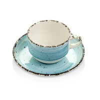 Šálek a podšálek z porcelánu, 0,23 l | FINE DINE, Kolory Ziemi Turkus