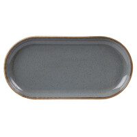 Servírovací talíř z porcelánu oválný, 30x15 cm, šedý | PORLAND, Seasons Stone