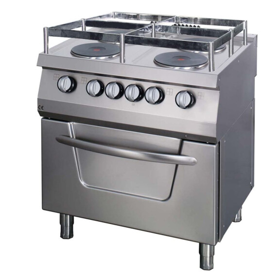 Elektrický sporák s troubou, volně stojící, 4 plotýnky, 22 kW, 800x900x850 mm | RESTO QUALITY, RQOEF8090S