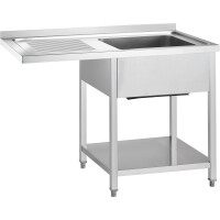 Stůl s dřezem vpravo a prostorem pro lednici nebo myčku 1000x700x900 mm, šroubovaný | GREDIL, 672427