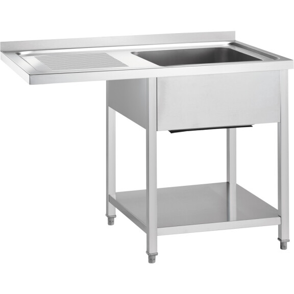Stůl s dřezem vpravo a prostorem pro lednici nebo myčku 1200x700x900 mm, šroubovaný | GREDIL, 672447