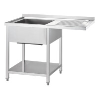 Stůl s dřezem vlevo a prostorem pro lednici nebo myčku 1200x700x900 mm, šroubovaný | GREDIL, 672547