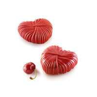 Forma na múčniky a dezerty, vlněné srdce 6x 110 ml, 82x77x31 mm + vykrajovátko | SILIKOMART, Lovely 110