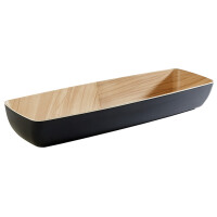 Tácka z melamínu imitácia dreva, čierna 530x162 mm | APS, Frida