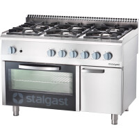 Plynový sporák, 6 horákov a plynová rúra 1200x700x850 mm, 36,5+5 kW, G20 | STALGAST, 9711210