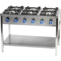 Plynový sporák, 6 horákov, 1200x700x850 mm, 36,5 kW, G20 | STALGAST, 979621