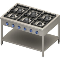 Plynový sporák, 6 horákov, 1300x900x850 mm, 32,5 kW, G20 | STALGAST, 999611