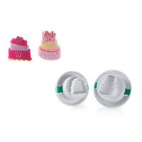Vykrajovače na cesto s razítkom v tvare torty, komplet 2 ks | SILIKOMART, TAG05 Cutter Mini Cake
