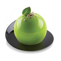 Podnos na torty, zákusky a monoporcie - protiskluzový, kompostovatelný 86 mm, kulatý - černý, 100 ks | SILIKOMART, Compostable Trays Round