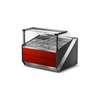 Modul pultu s tvrdeným, rovným, zvislým sklom, horným otváraním a doskou z nerezovej ocele 1250x1200x1210 mm  | RAPA, L-X/DHBM