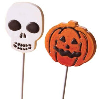 Forma na čokoládová lízatká - tekvica + lebka - 20L006 | MARTELLATO, Halloween