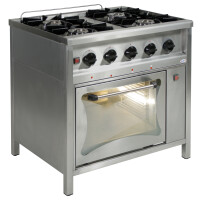 Gastronomický plynový sporák 4 horáky s plynovou rúrou, 900x900x850 mm, 28,5 kW | EGAZ, TG-425/PG-1