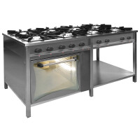 Gastronomický plynový sporák 8 horákov s plynovou rúrou a policou, 1700x700x850 mm, 45,5 kW | EGAZ, TGP-8740/PG-1