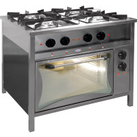 Gastronomický plynový sporák 4 horáky s elektrickou rúrou, 900x700x850 mm,  27,4 kW | EGAZ, TGP-4724/PKE-1