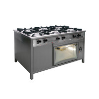 Gastronomický plynový sporák 6 horákov s elektrickou rúrou, 1330x900x850 mm, 35,9 kW | EGAZ, TGP-632/PKE-1