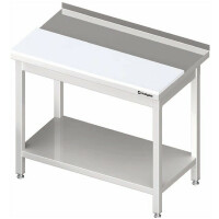 Nerezový pracovní stůl s pracovní deskou z polythylenu a policí 1000x600x850 mm, přístěnný | STALGAST, 980596100