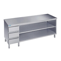 Podstavec pod pracovný stôl 1800x600x850 mm s 2 policami, 3 šuflíkmi, bez pracovnej dosky | RILLING, ASG 0618U S3L0