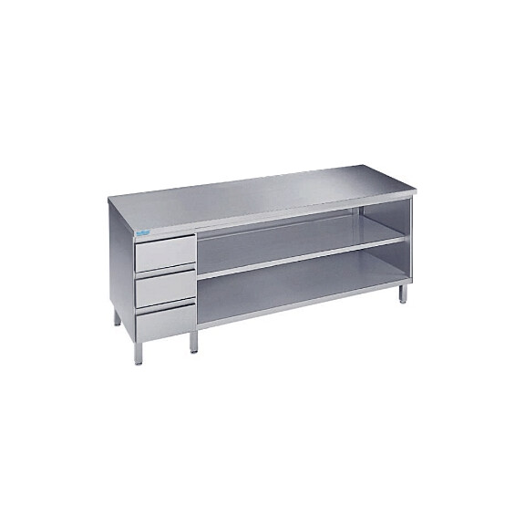 Podstavec pod pracovný stôl 1800x600x850 mm s 2 policami, 3 šuflíkmi, bez pracovnej dosky | RILLING, ASG 0618U S3L0