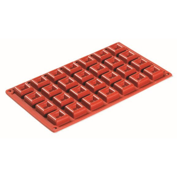 Silikónová forma Formaflex na monoporcie - 300x175 mm, 28 ks x 30x30x13,5 mm, 9,5 ml - FR075 | PAVONI, Micro Savarin Quadrato