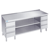 Pracovný stôl 1800x700x900 mm, 2 police, 2 bloky po 3 šuflíkoch, pracovná doska so zadným lemom | RILLING, ASG 0718C S3B0