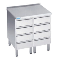 Pracovný stôl 800x700x900 mm - 2 bloky so 4 zásuvkami, pracovná doska so zadným lemom | RILLING, AS4 0708C 0000