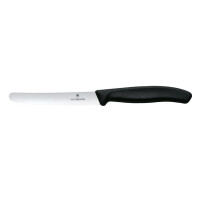 Nôž na paradajky, okrúhla špička, zúbkovaný, 11 cm, čierny | VICTORINOX, Swiss Classic, 6.7833