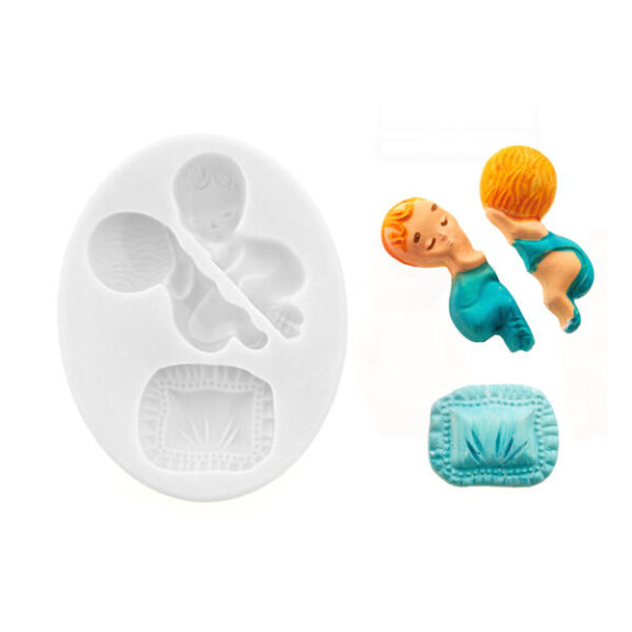 Forma na cukrovú hmotu SLK 404 - nemluvňa s vankúšikom, 10x15 mm | SILIKOMART, Sugarflex Sleeping Baby