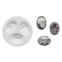 Forma na cukrovú hmotu SLK 303 - lebka, 37x28 mm | SILIKOMART, Sugarflex Skulls