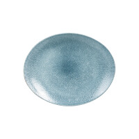 Porcelánový oválny tanier 31,7 x 25,5 cm | CHURCHILL, Raku Topaz Blue