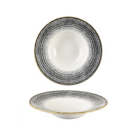 Porcelánový hlboký tanier so širokým okrajom, bielo-grafitový 28 cm | CHURCHILL, Homespun Style Charcoal Black