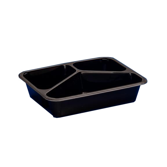 Čierny, 3 - komorový box, vhodný na zatavenie, 227x178x50 mm, 320 ks, hladký | CHEFFY, Matipack D 9420C