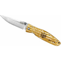 Skladací nôž, 8,6 cm | MCUSTA, Sengoku Yellow Pakka Damascus