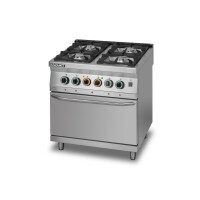 Plynový sporák 4 horáky a elektrickou rúrou s termoobehom GN 1/1, 800x700x900 mm | LOZAMET, L700.KG4-PET