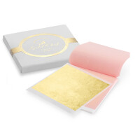 Jedlé zlato listy 25 ks. 80 mm x 80 mm, 10 knížeček | GOLD CHEF, 2GOCLB25BP