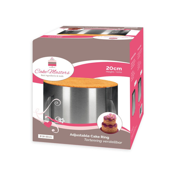 Obruč cukrárska s možnosťou regulácie, okrúhla, vysoká 20 cm | CAKE-MASTERS, CM14931