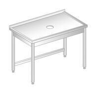 Stôl prístenný z nerezovej ocele s otvorom pre odpad 800x600x850 mm | DORA METAL, DM-3228