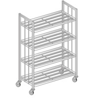 Regál pro skladování a prepravu termoizolačných podnosov z nerezovej ocele 1250x550x1790 mm | DORA METAL, DM-3433
