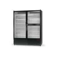 Chladiaca skriňa jednostranne presklená s krídlovými dverami, dvojkomorová, trojdverová, spodný agregát, ventilátor, 3. tr., nerezový korpus, 1200x720