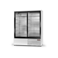 Chladiaca skriňa jednostranne presklená s posuvnými dverami, dolný agregát, ventilátor, 3 kl., nerezové vnútro, 1200x745x1980 mm | RAPA, SCh - SR 1200