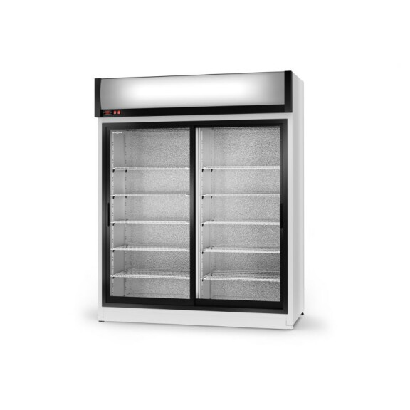 Chladiaca skriňa jednostranne presklená s posuvnými dverami, horný agregát, ventilátor, 4 kl., nerezové vnútro, 1200x790x2020 mm | RAPA, SCh - SR 1200