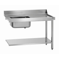 Priechodný stôl pravý do umývačiek, z nerezovej ocele s drezom 1200x720x850 mm | BARTSCHER, DS-R1B