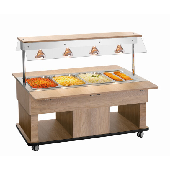 Bufetový vozík, ohrevný 4x GN1/1, Barva: jilm, 1425x1160x1200 mm | BARTSCHER, Kids W4110-150U